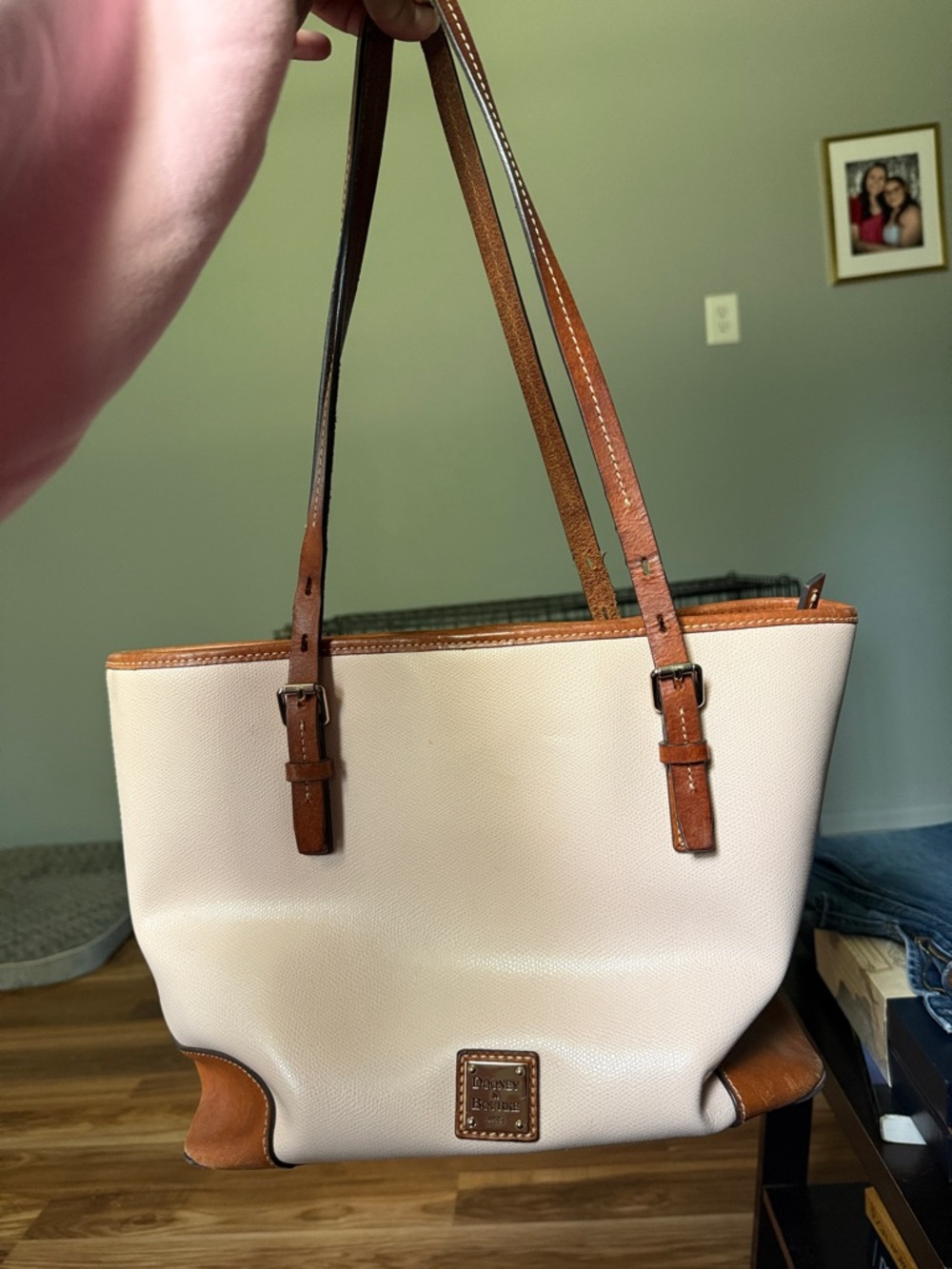 Dooney & Bourke Light Pink Tote with Tan Leather Trim
